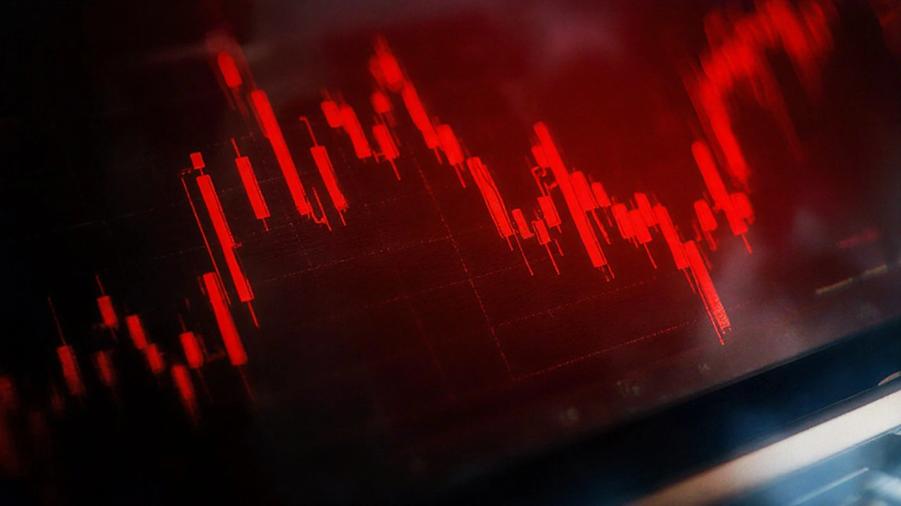 Sensex में 386 अंक गिरावट, Nifty 25,056 पर बंद – चौथे दिन का बाजार तनाव